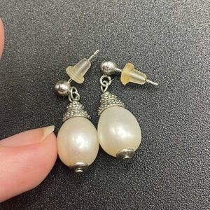 Sterling Silver and Genuine Fresh Water Pearl Earrings
